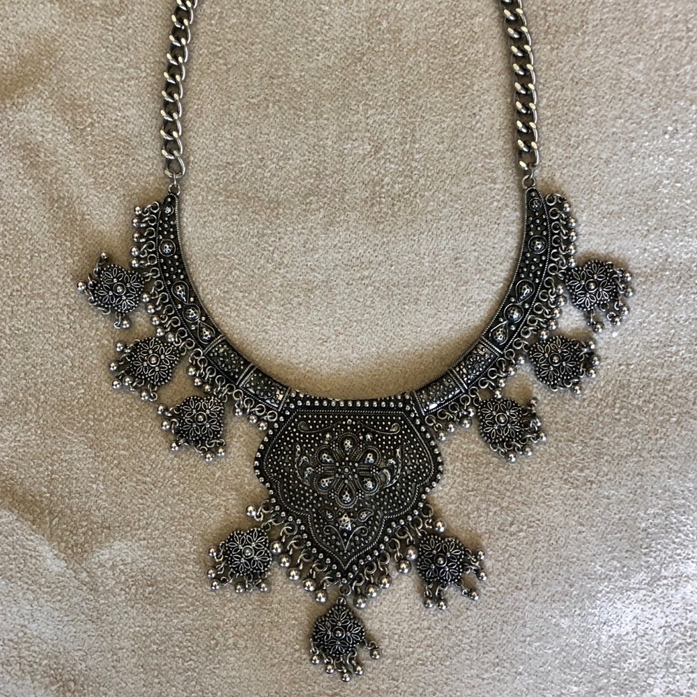 Silver Statement Piece Necklace - image 2